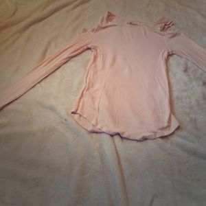 Light pink open shoulder shirt